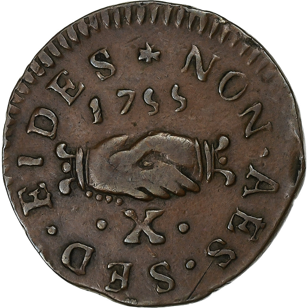 Order of Malta, Manuel Pinto, 10 Grani, 1755, Copper, VF(30-35), KM:242