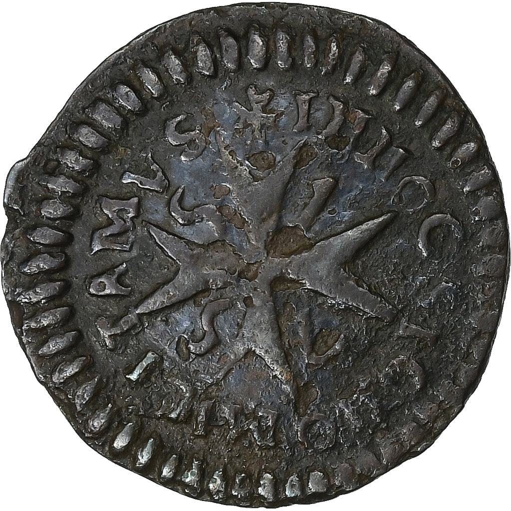 Order of Malta, Manuel Pinto, Grano, 1755, Copper, VF(30-35)