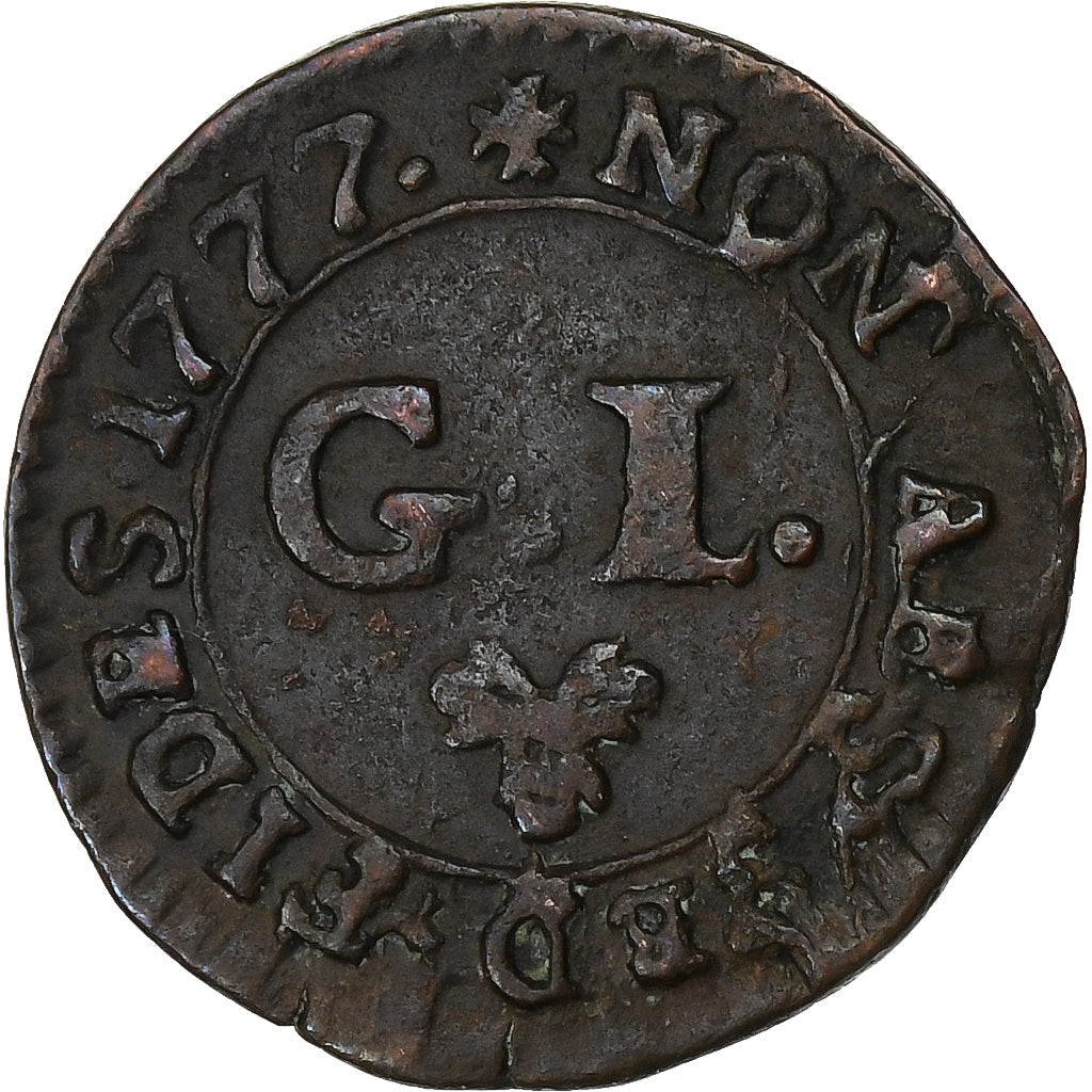 Order of Malta, Emmanuel de Rohan, Grano, 1777, Copper, VF(30-35)