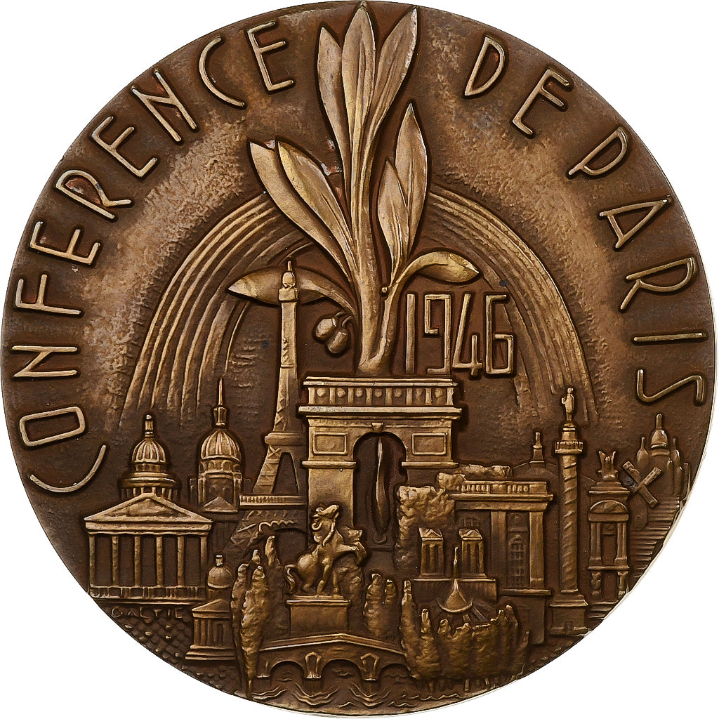 Francia, medalla, Art Déco, Conférence de Paris, 1946, Bronce, Galtié, EBC+