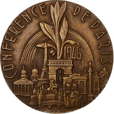 Francia, medalla, Art Déco, Conférence de Paris, 1946, Bronce, Galtié, EBC+