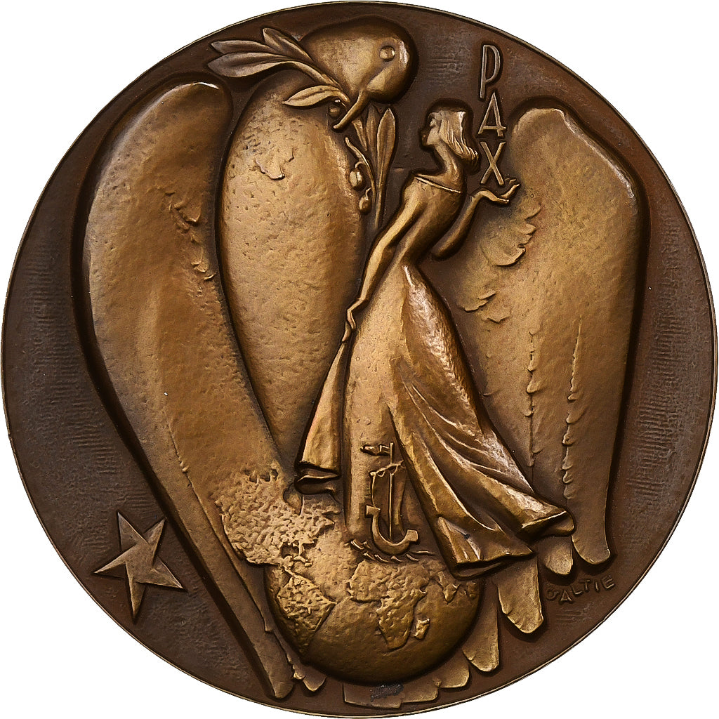Francia, medalla, Art Déco, Conférence de Paris, 1946, Bronce, Galtié, EBC+