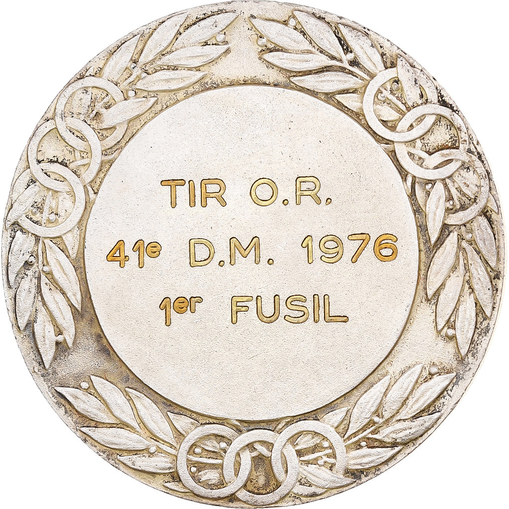 Francia, medaglia, Prix de Tir Militaire, 1976, Bronzo argentato, Drago, SPL-