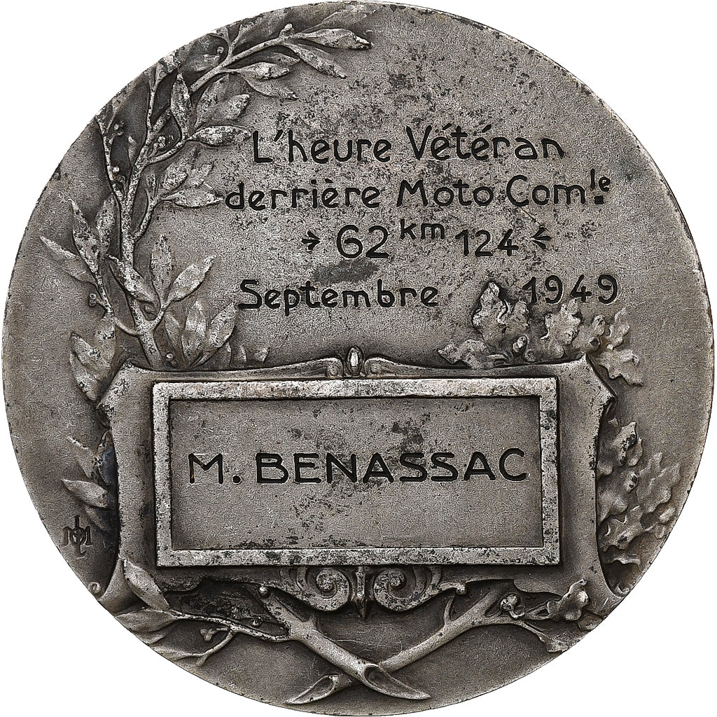 Francia, medaglia, L'heure derrière moto, 1949, Bronzo argentato, Charles, SPL-