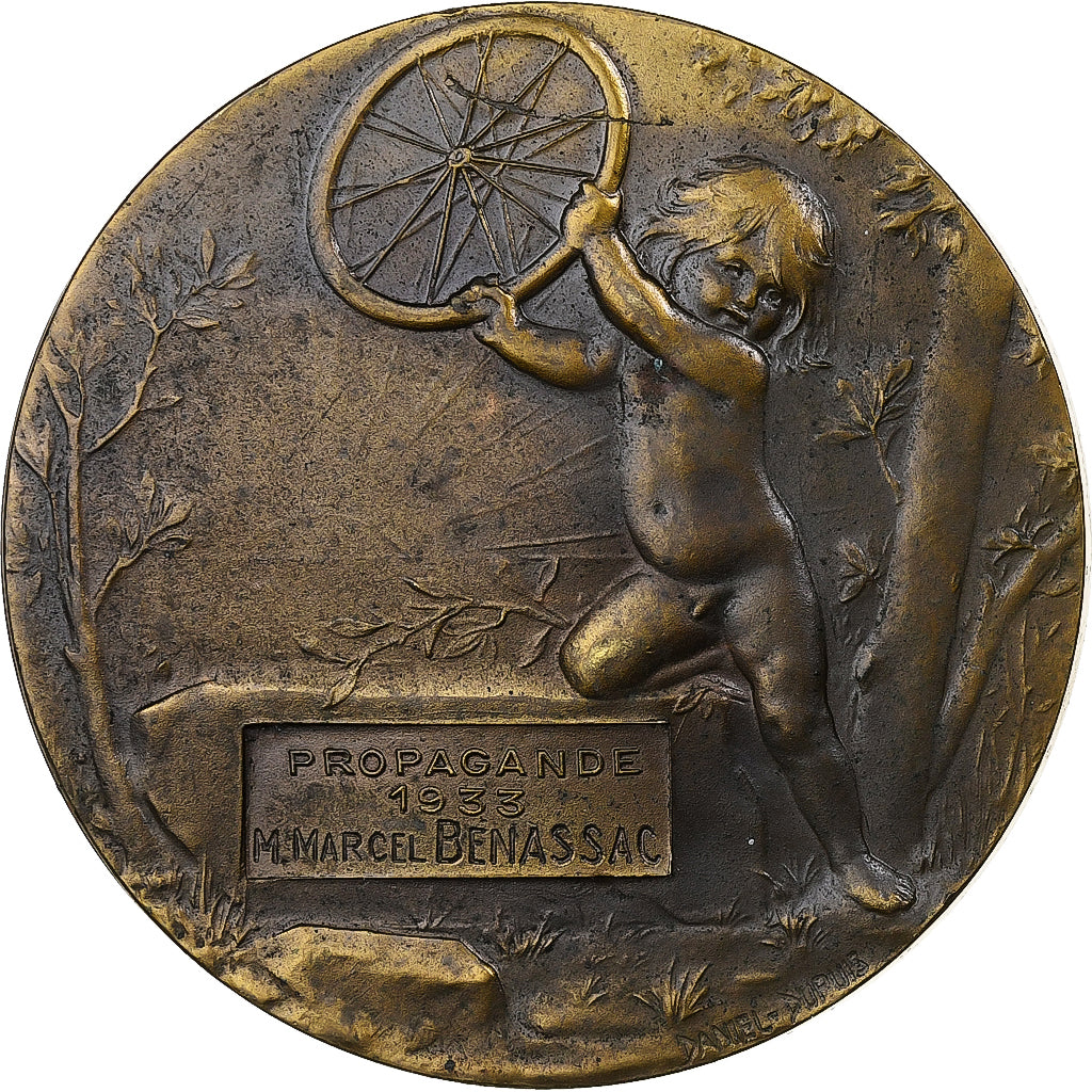 Francja, medal, Union Vélocipédique de France, 1933, Brązowy, AU(55-58)