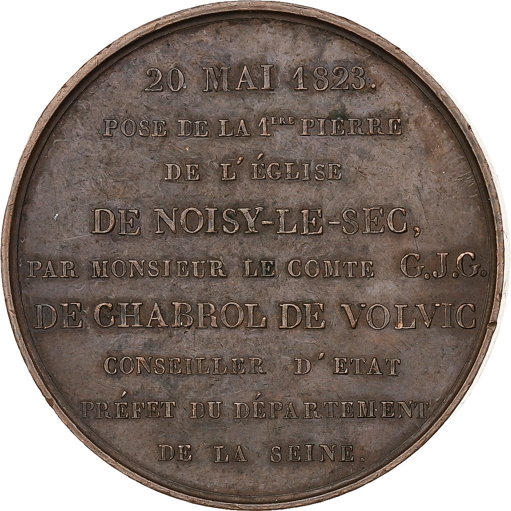 Frankreich, Medaille, Louis XVIII, 1ère pierre de l'église de Noisy-le-Sec