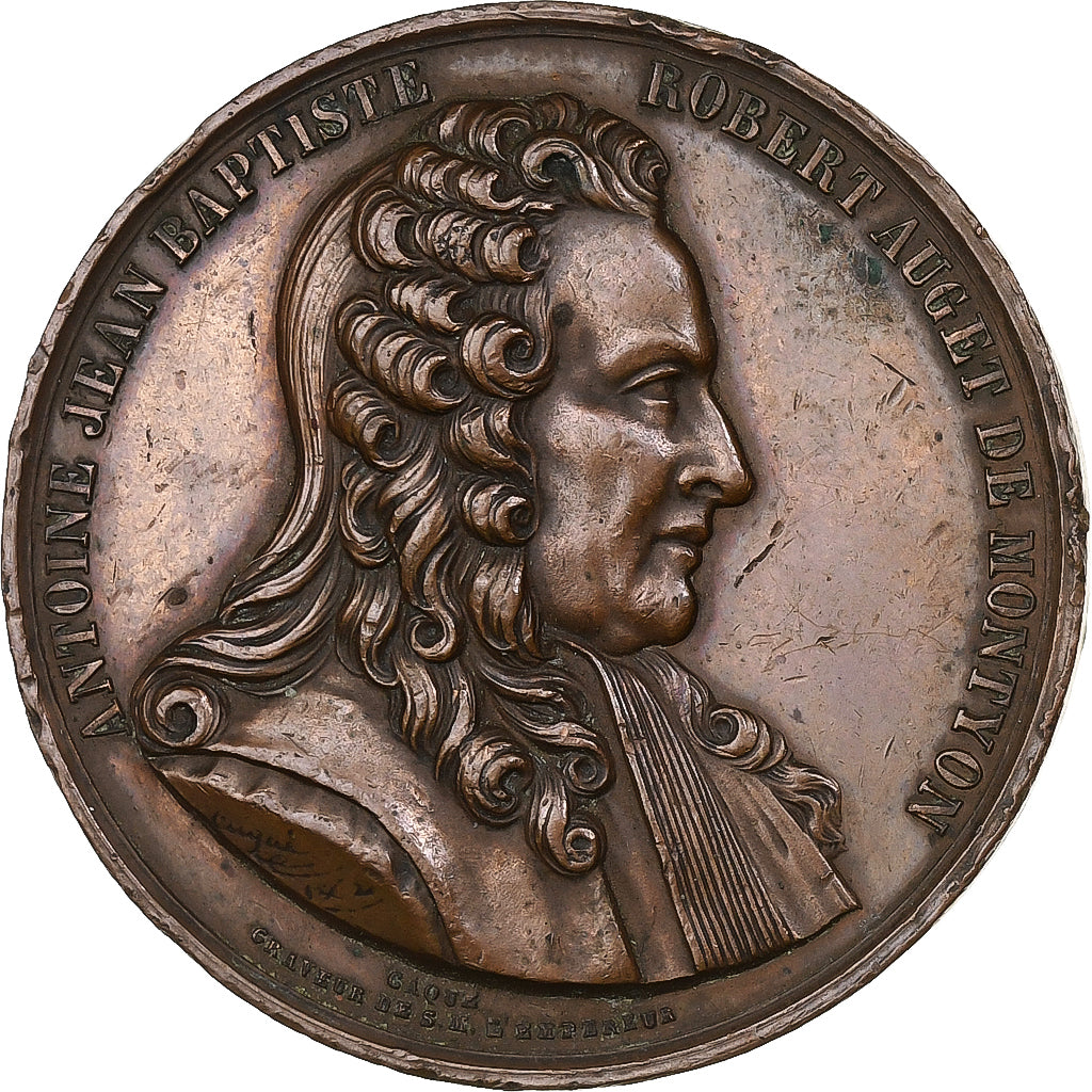 France, Médaille, Antoine Auget de Montyon, 1861, Bronze, TTB+, Caqué