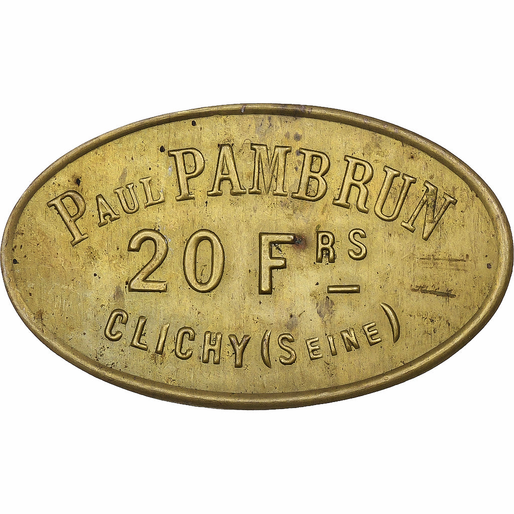 Francja, Épicerie Paul Pambrun, Clichy, 20 Francs, n.d., MS(60-62), Mosiądz