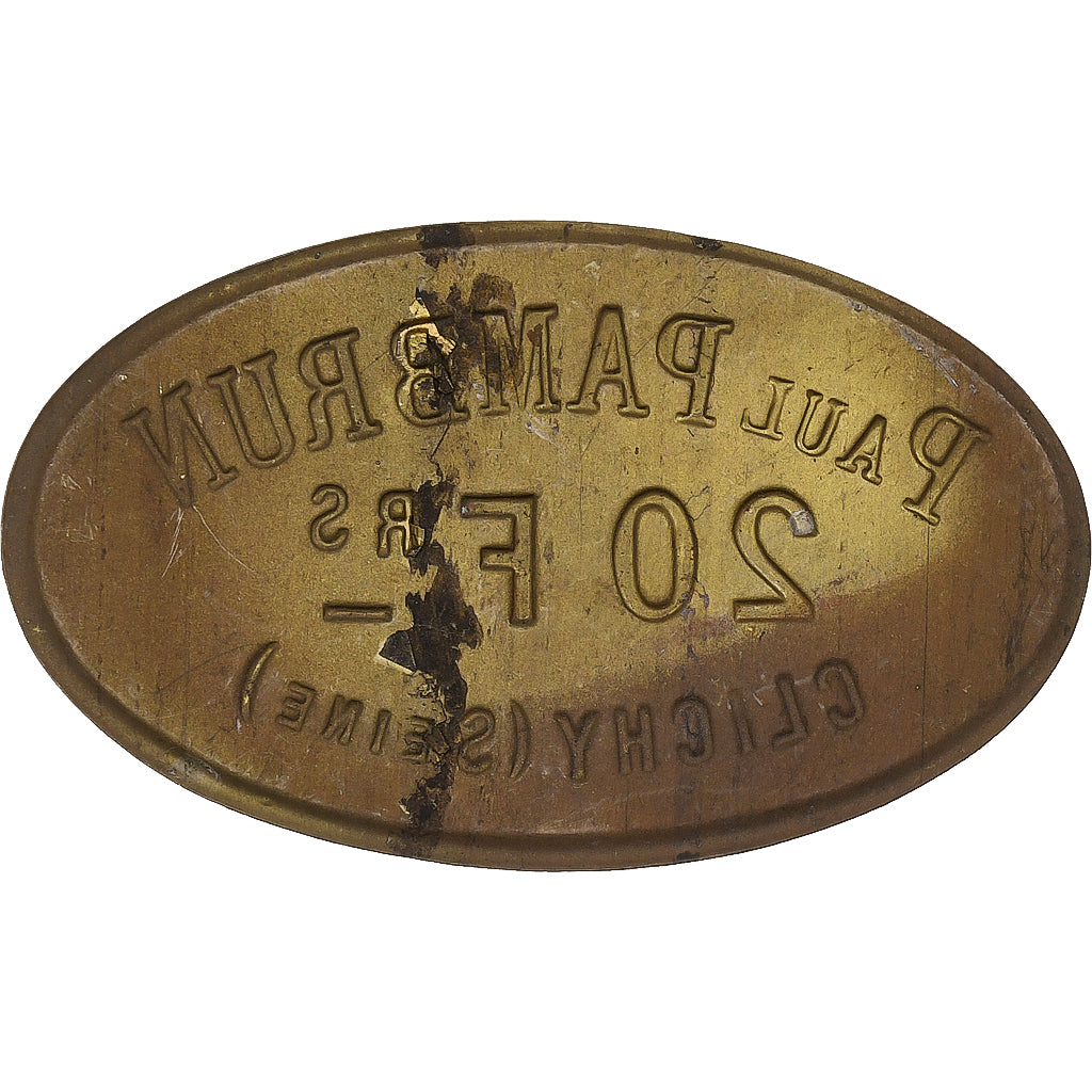 Francja, Épicerie Paul Pambrun, Clichy, 20 Francs, n.d., MS(60-62), Mosiądz