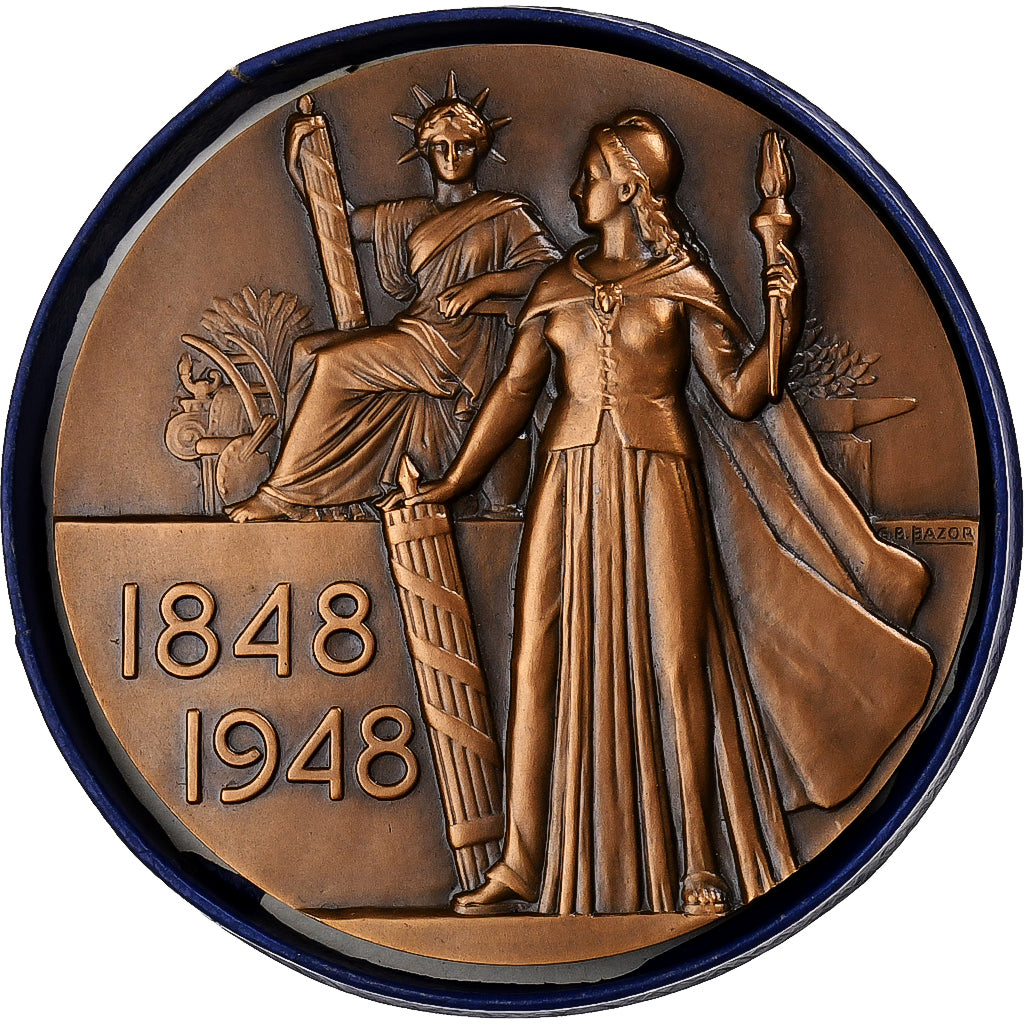 France, Medal, 100 ans du suffrage Universel, 1948, Bronze, Bazor, MS(60-62)