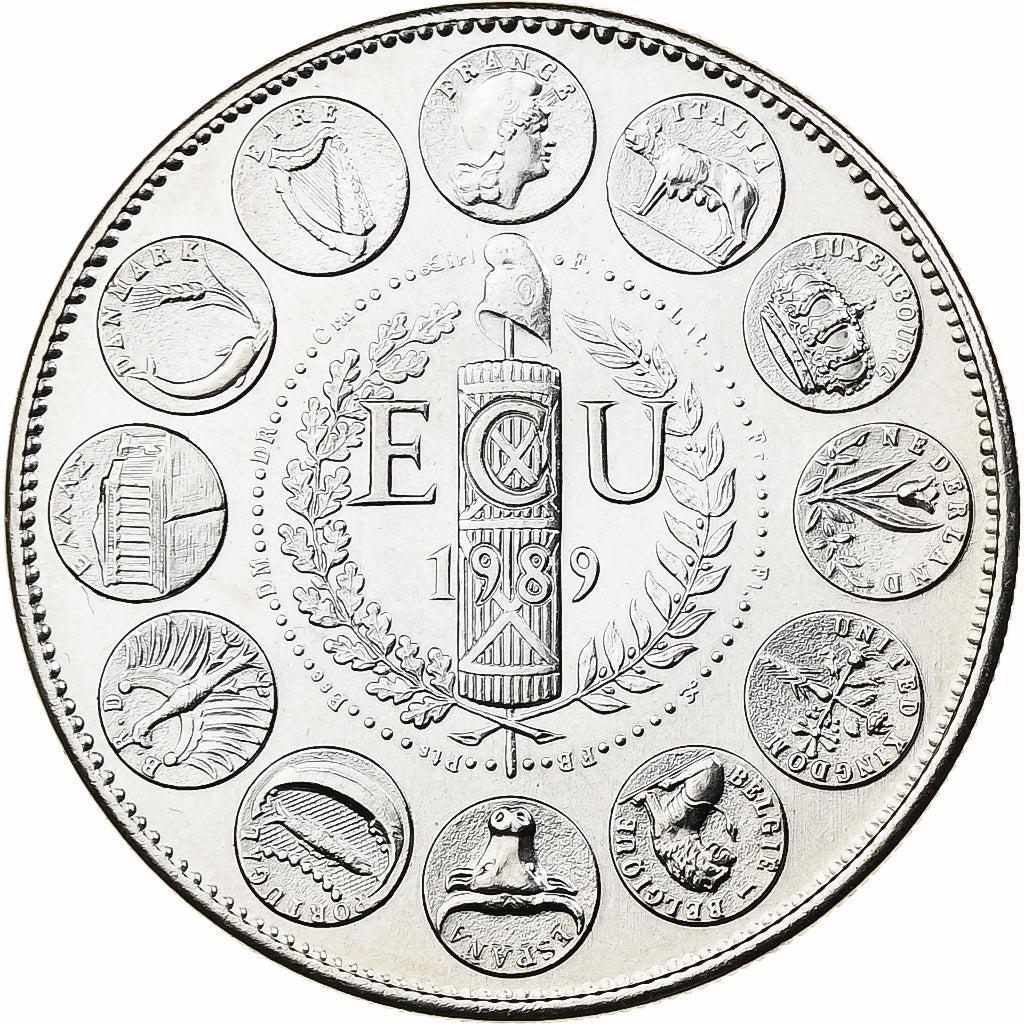 Francia, medaglia, Ecu Europa, 1989, Rame-nichel, FDC