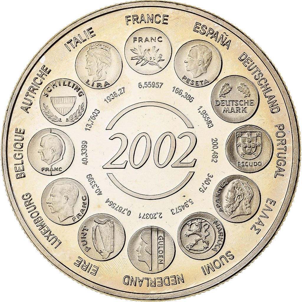 Francia, medaglia, Naissance de l'Euro Fiduciaire, 2002, Rame-nichel, FDC