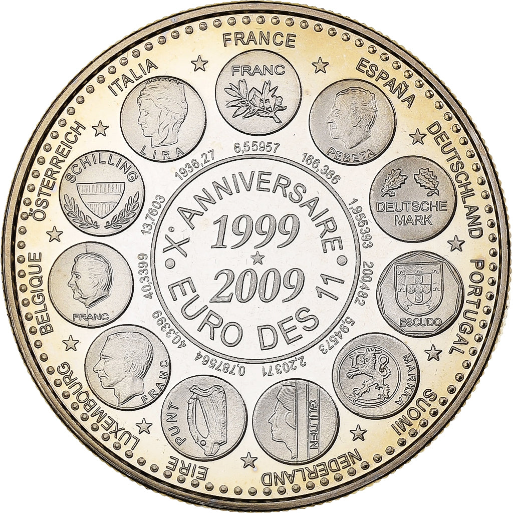 Francia, medaglia, L'Europe des XXVII, 10 Ans de l'Euro, 2009, Rame-nichel, FDC