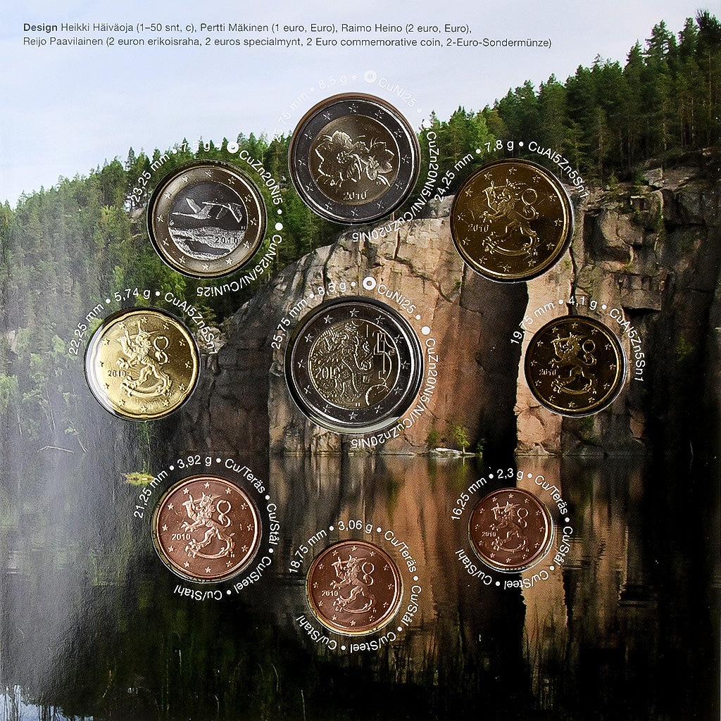 Finland, Set 1 ct. - 2 Euro + 2€, 2010, Vantaa, MS(65-70)