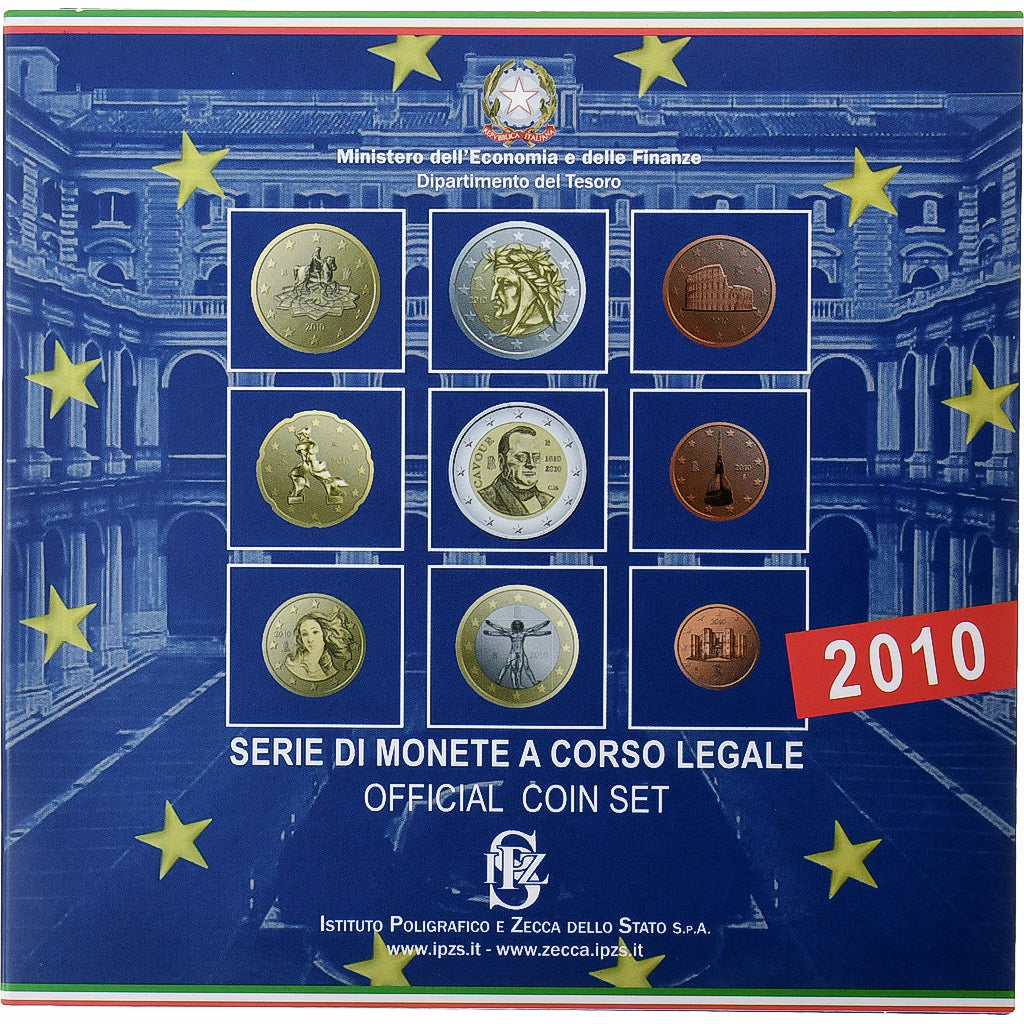 Italy, Set 1 ct. - 2 Euro, Coin card, 2010, Rome, MS(65-70)