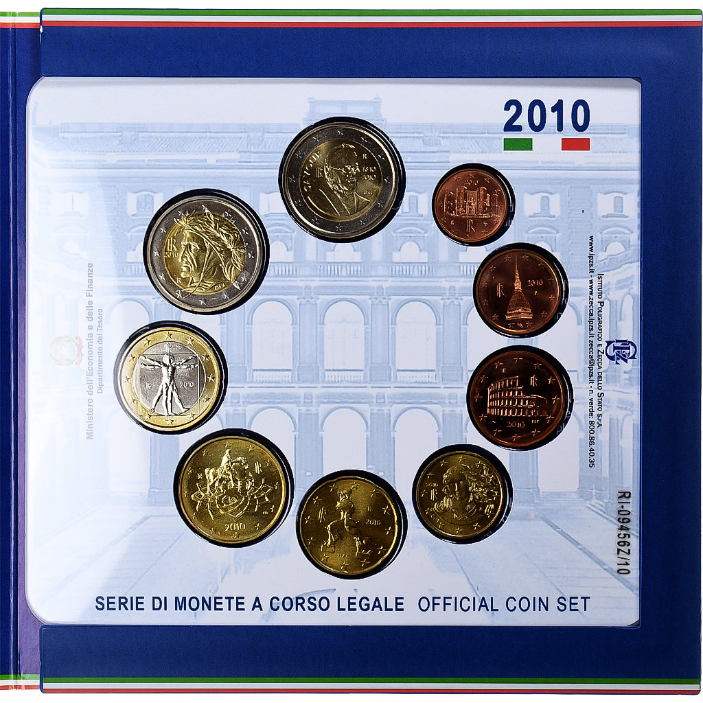 Italy, Set 1 ct. - 2 Euro, Coin card, 2010, Rome, MS(65-70)