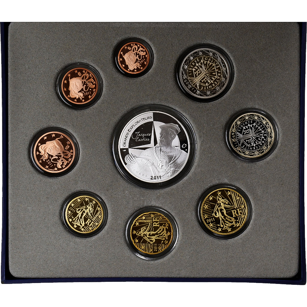 France, Coffret 1ct. - 10€, Jacques Cartier, Proof, 2011, MDP, MS(65-70)