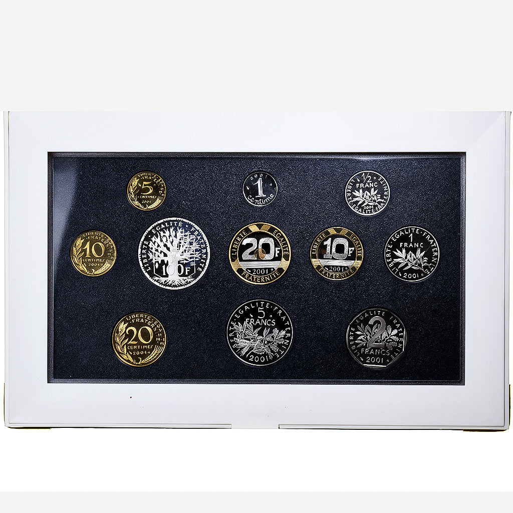 France, Coffret 1 c. à 100 frs., 2001, MDP, Série BE, FDC
