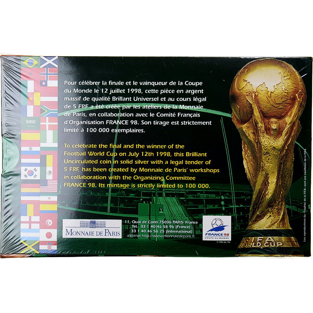 France, 5 Francs, Finale de la Coupe du Monde 1998, 1998, MDP, Silver, MS(65-70)