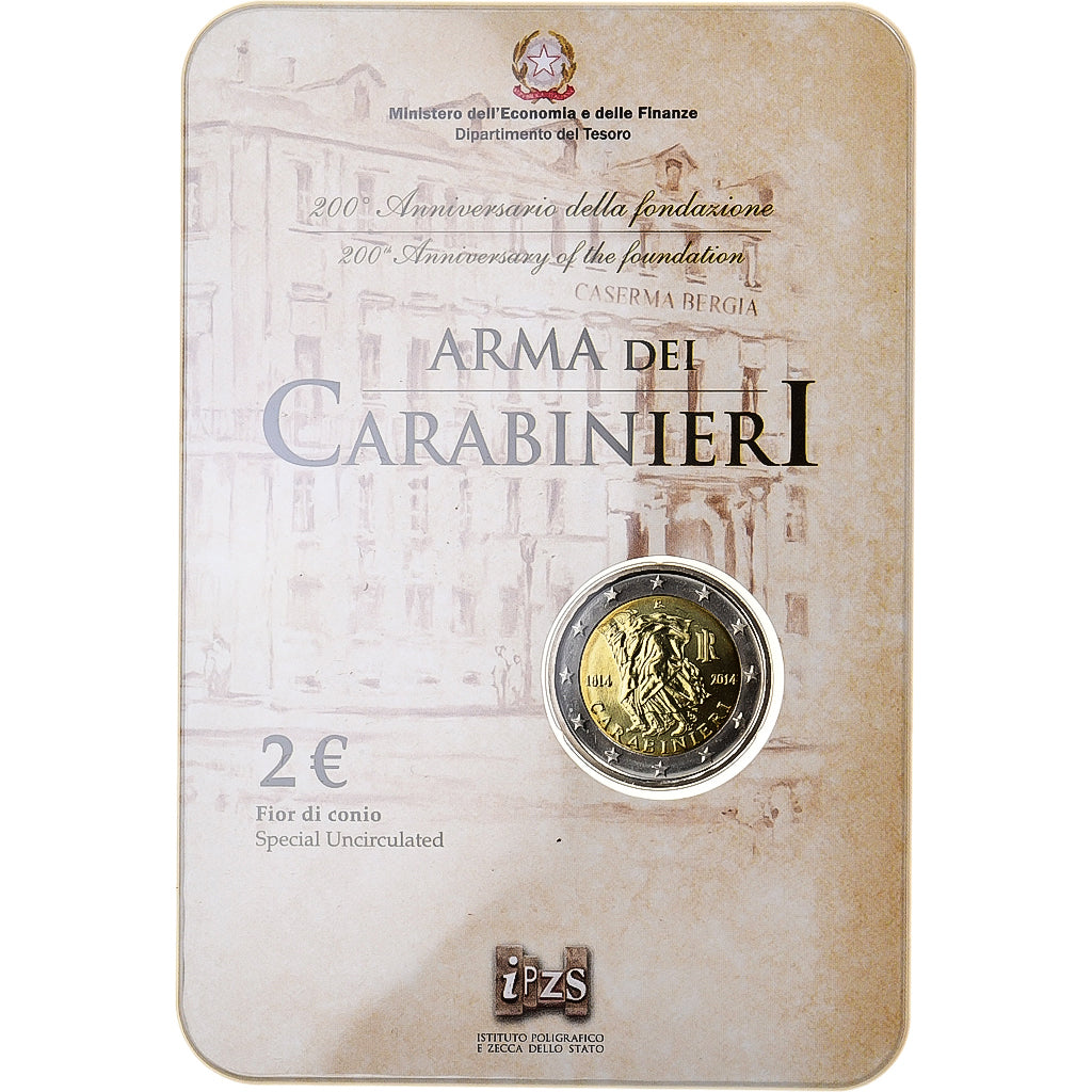 Italy, 2 Euro, Arma dei Carabinieri, Coin Card. BU, 2014, Rome, Bi-Metallic