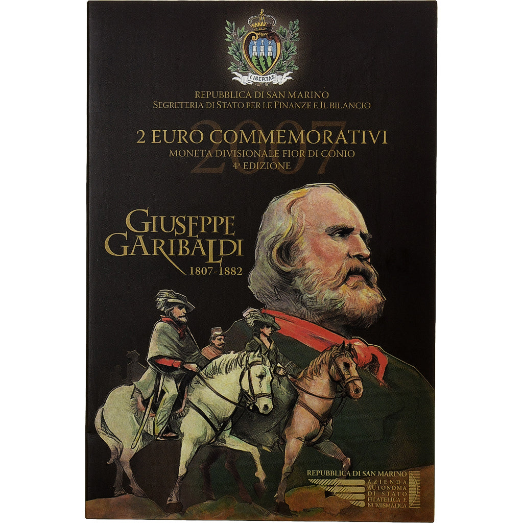 Saint Marin , 2 Euro, Giuseppe Garibaldi, Coin card, 2007, Rome, Bimétallique