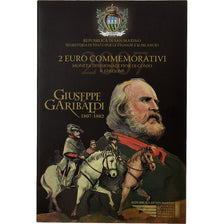 San Marino, 2 Euro, Giuseppe Garibaldi, Coin card, 2007, Rome, Bi-Metallic