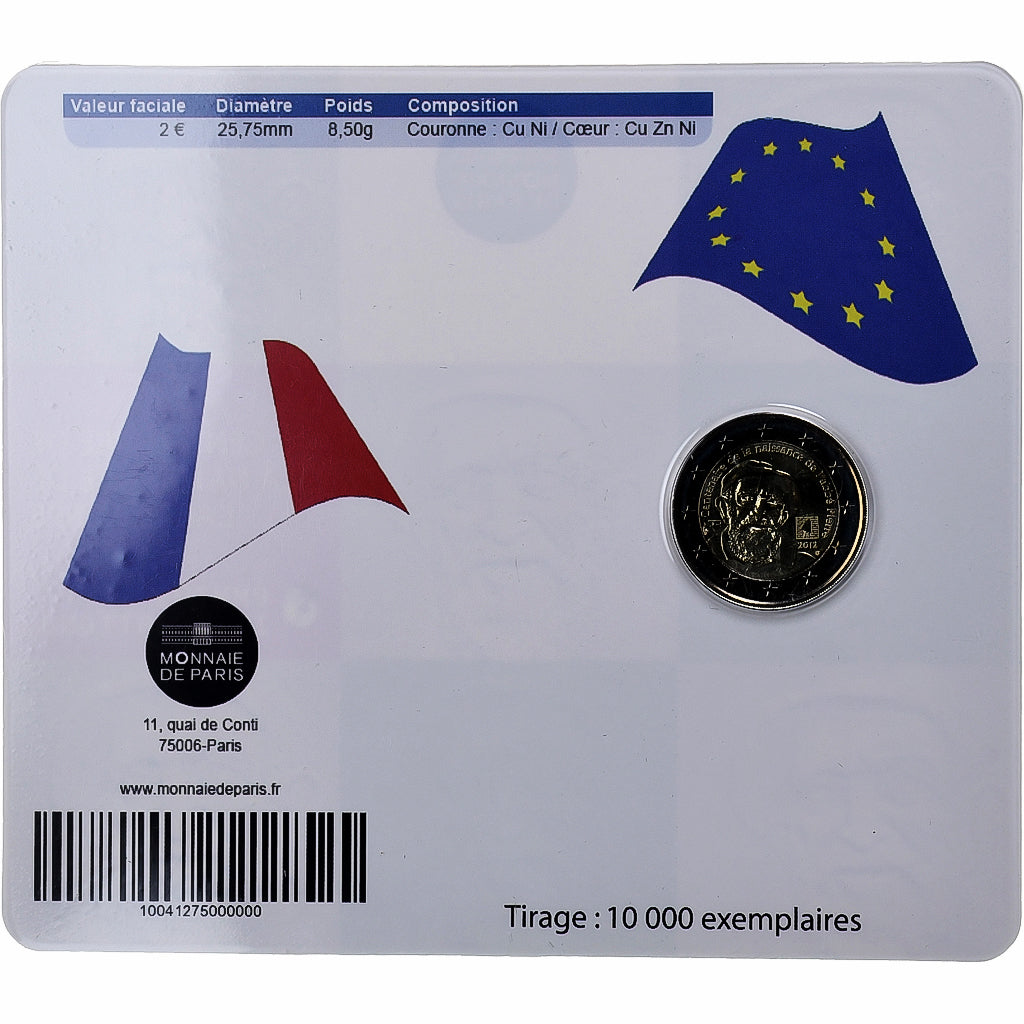 Francia, 2 Euro, Birth of Abbé Pierre, Coin card, 2012, MDP, Bi-metallico, FDC