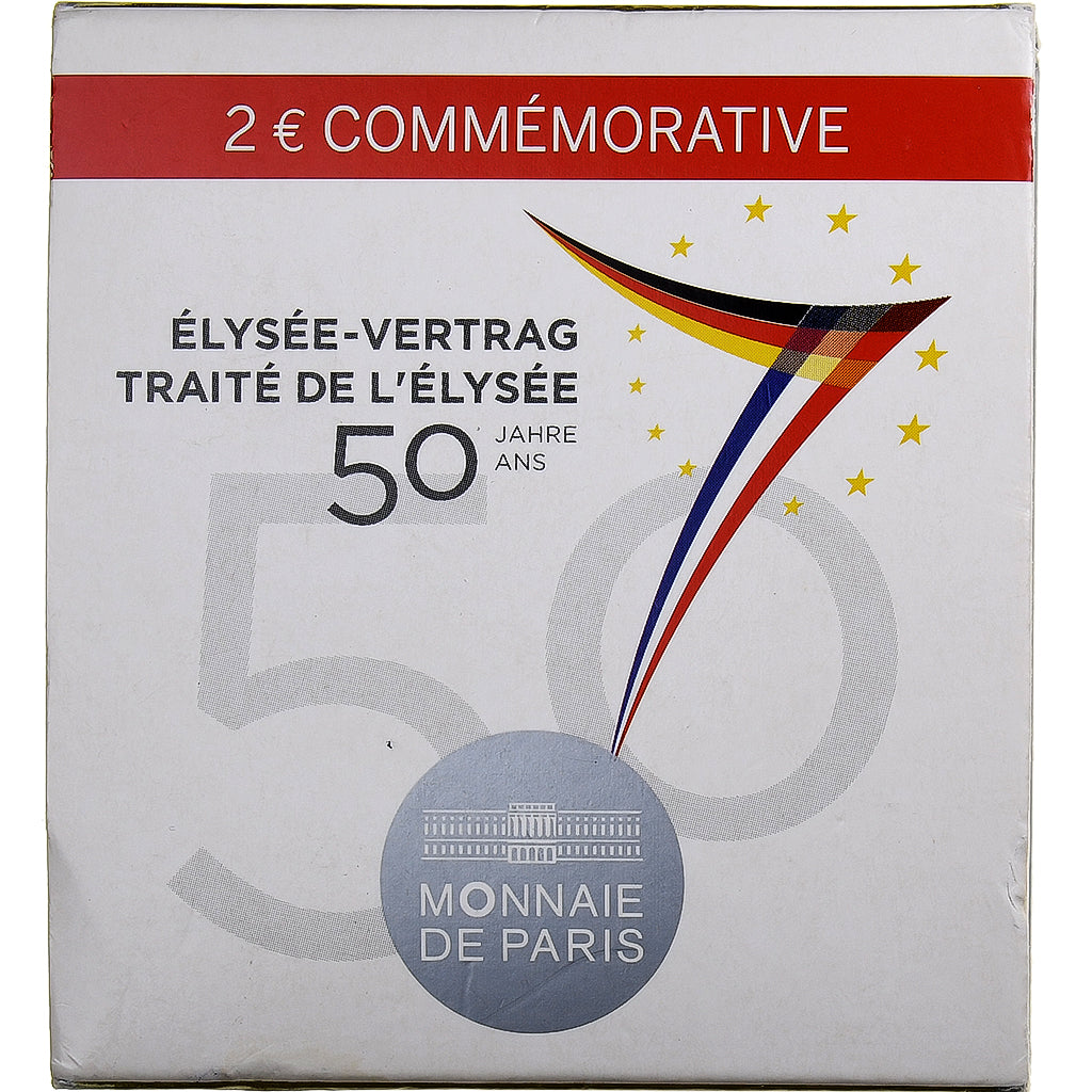 France, 2 Euro, 50 ans du traité de l'Élysée, BE, 2013, MDP, Bimétallique