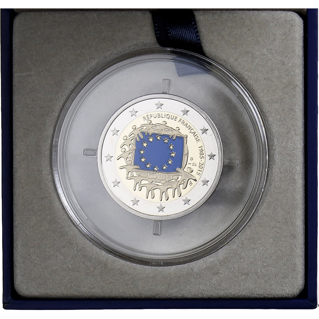 Francja, 2 Euro, 30 Years of European Union Flag, Colorized, 2015, MDP