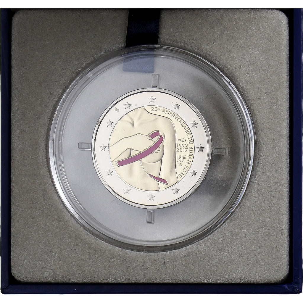 France, 2 Euro, Cancer du sein, Colorized.BE, 2017, MDP, Bi-Metallic, MS(65-70)