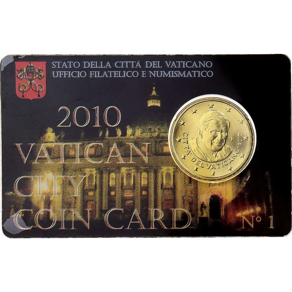 Vatican, Benedict XVI, 50 Euro Cent, Coin card n°1, 2010, Rome, Nordic gold