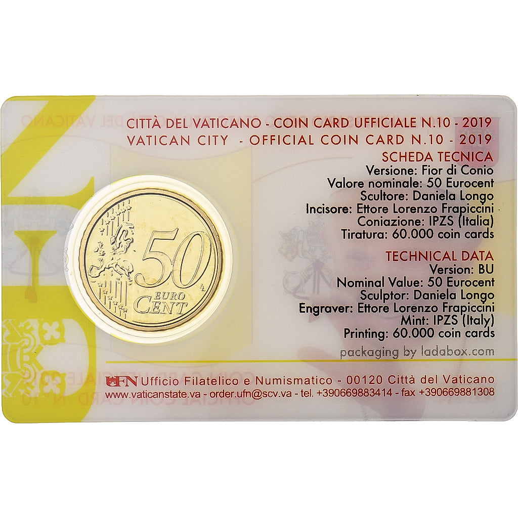 Vatican, Francis, 50 Euro Cent, Coin card n°10, 2019, Rome, Nordic gold