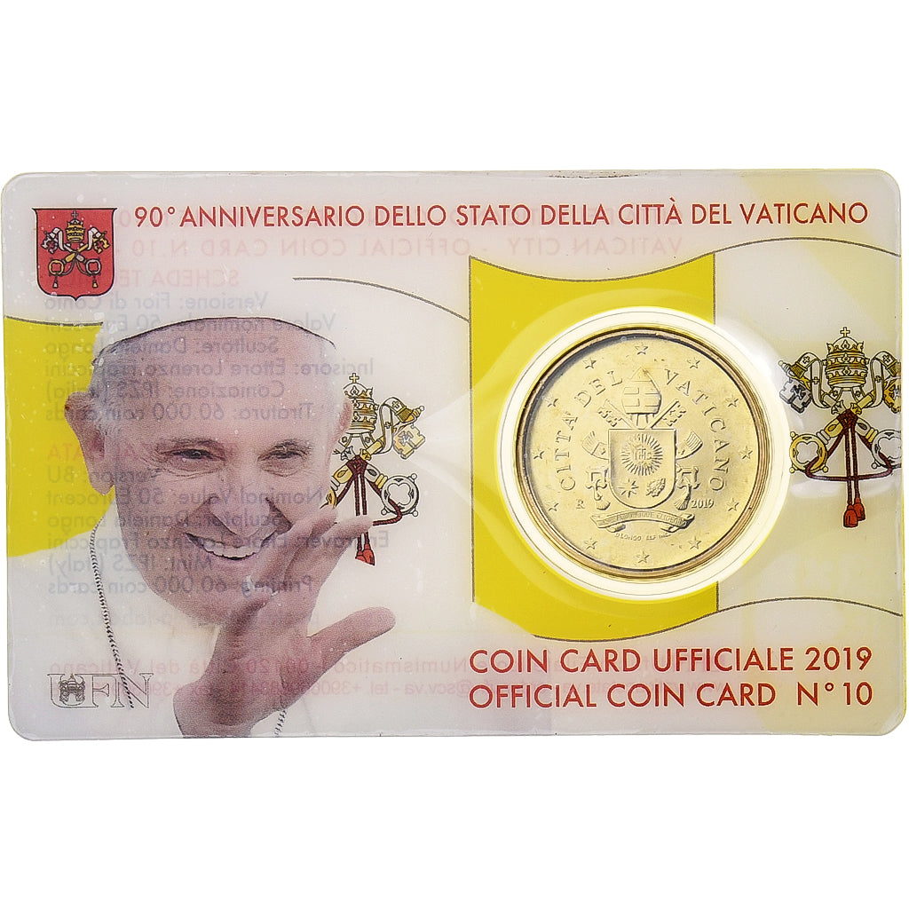 Vatican, Francis, 50 Euro Cent, Coin card n°10, 2019, Rome, Nordic gold
