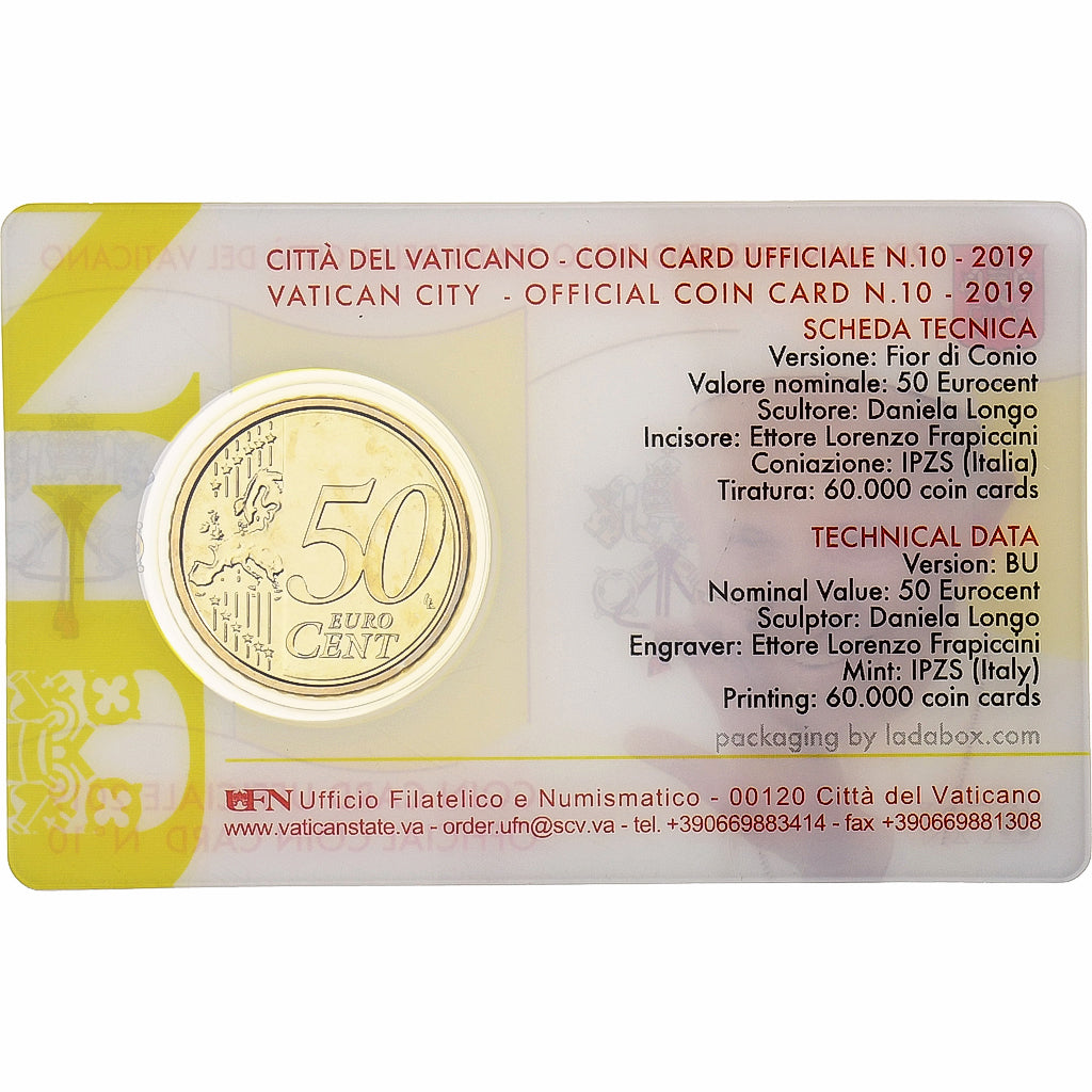 Vatican, Francis, 50 Euro Cent, Coin card n°10, 2019, Rome, Nordic gold