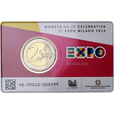 Italy, 2 Euro, Expo Milano 2015, Coin card, 2015, Rome, Bi-Metallic, MS(65-70)