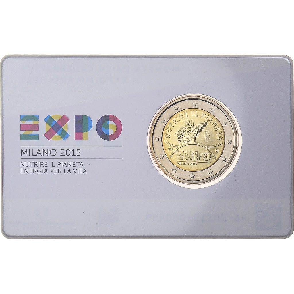 Italy, 2 Euro, Expo Milano 2015, Coin card, 2015, Rome, Bi-Metallic, MS(65-70)