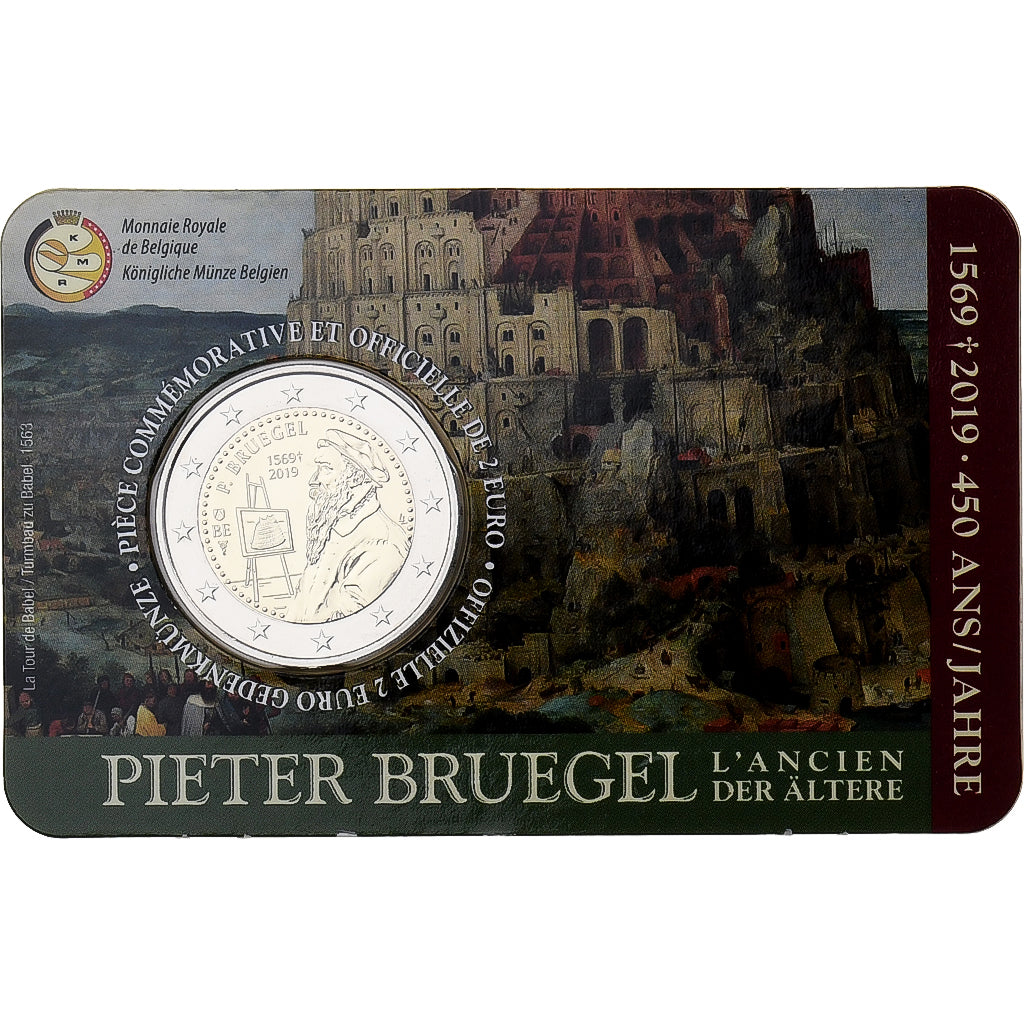 Belgium, 2 Euro, Pieter Bruegel the Elder, Coin card, 2019, Brussels