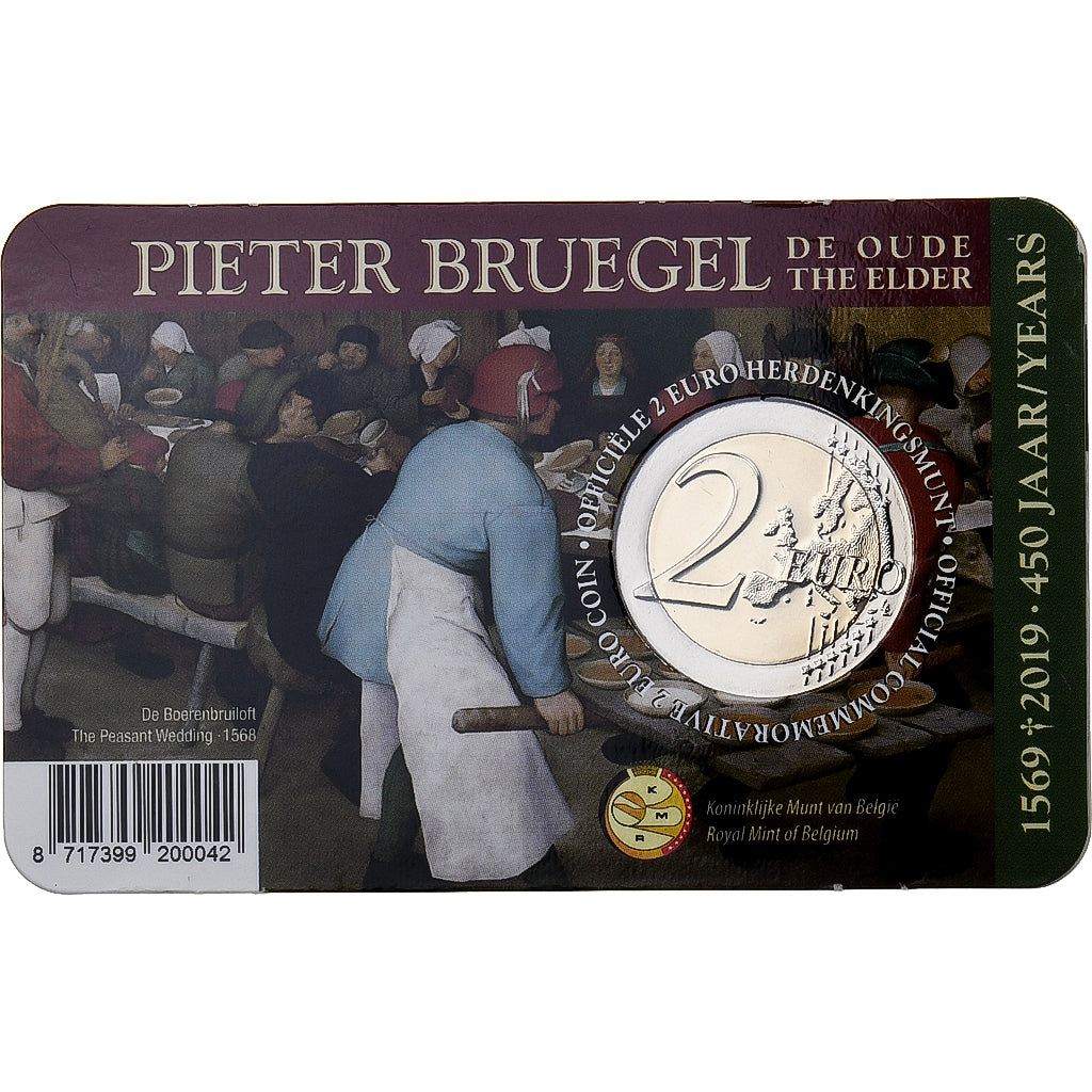 Belgium, 2 Euro, Pieter Bruegel the Elder, Coin card, 2019, Brussels
