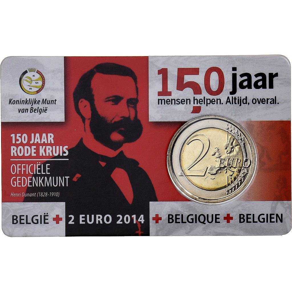 Belgien, 2 Euro, 150 ans de la Croix Rouge, Coin card, 2014, Brussels