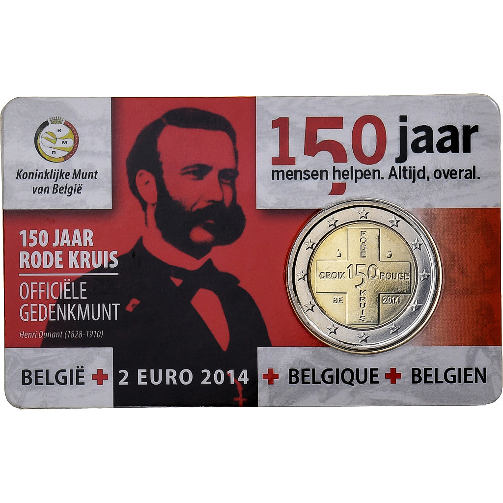 Belgien, 2 Euro, 150 ans de la Croix Rouge, Coin card, 2014, Brussels