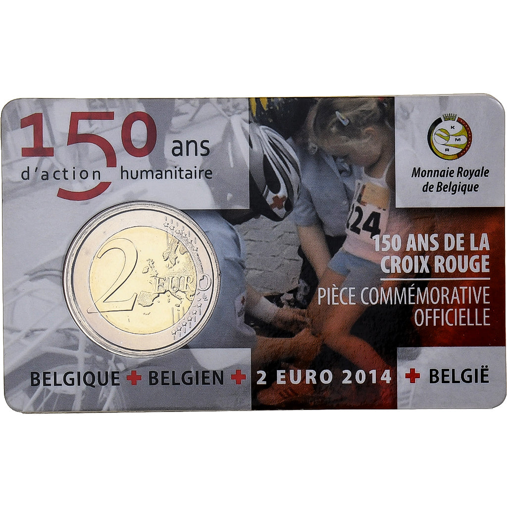 Belgien, 2 Euro, 150 ans de la Croix Rouge, Coin card, 2014, Brussels