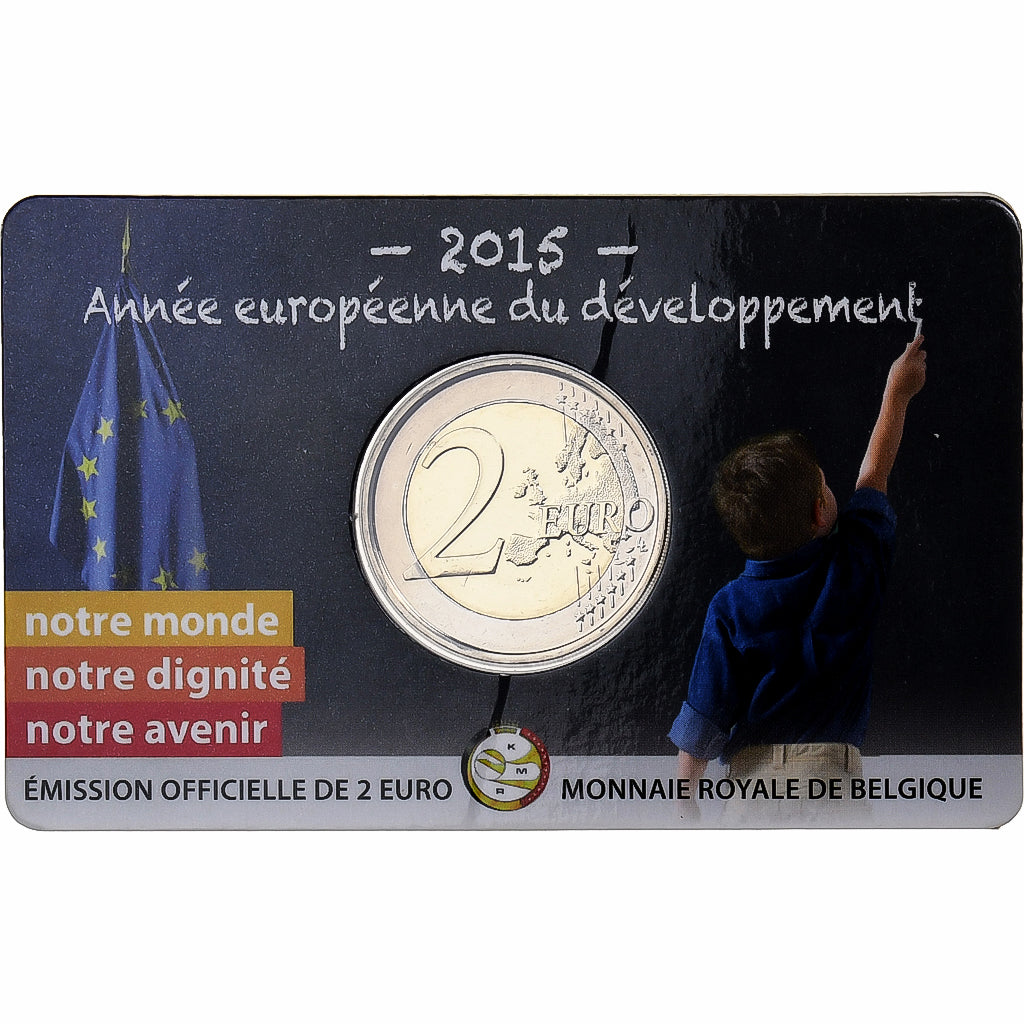 Belgium, 2 Euro, European Year for Development, Coin card, 2015, Brussels