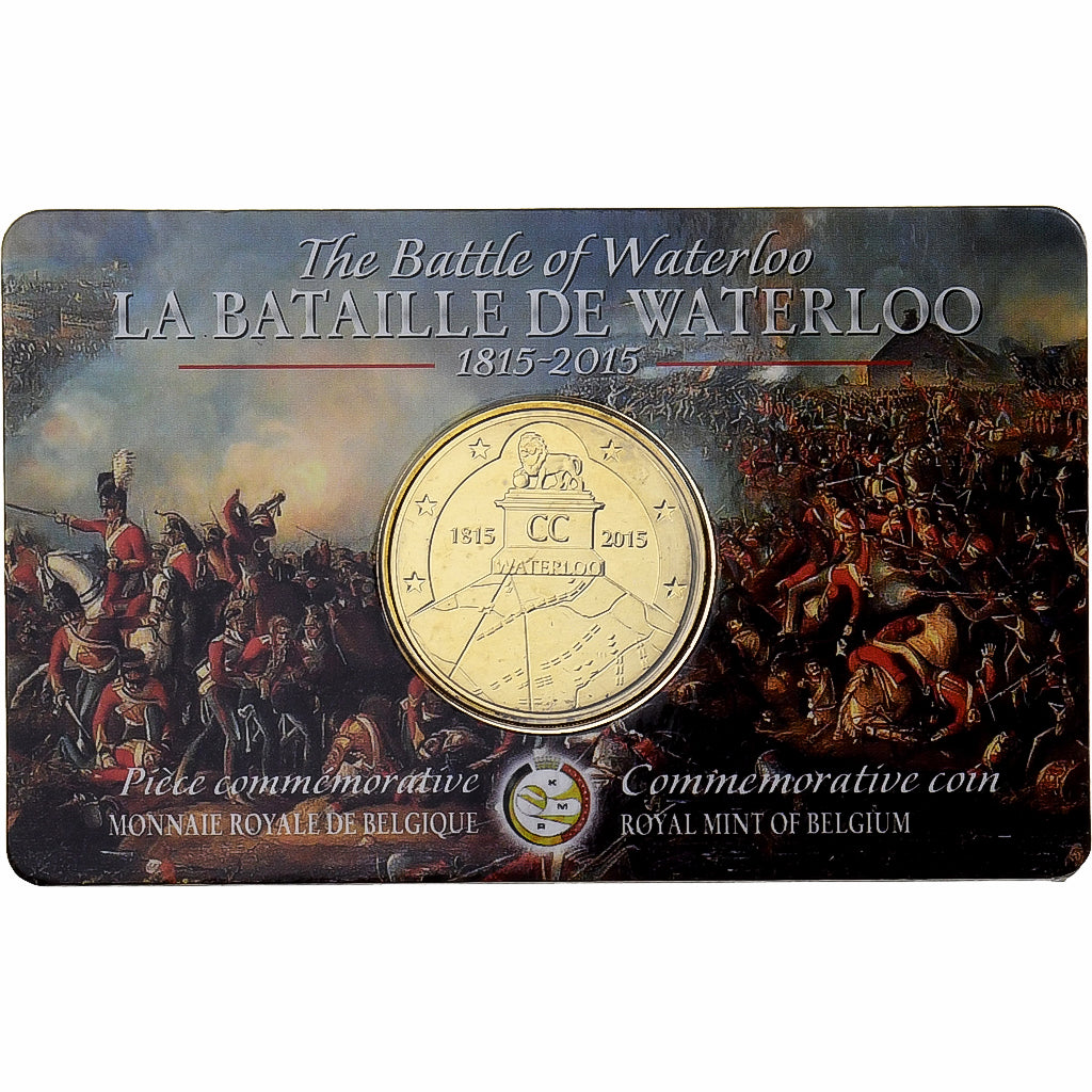 Belgium, 2-1/2 Euro, Bataille de Waterloo, Coin card, 2015, Brussels, Brass