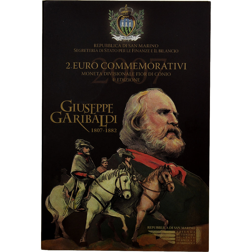 San Marino, 2 Euro, Giuseppe Garibaldi, FDC, 2007, Rome, Bi-metallico, FDC