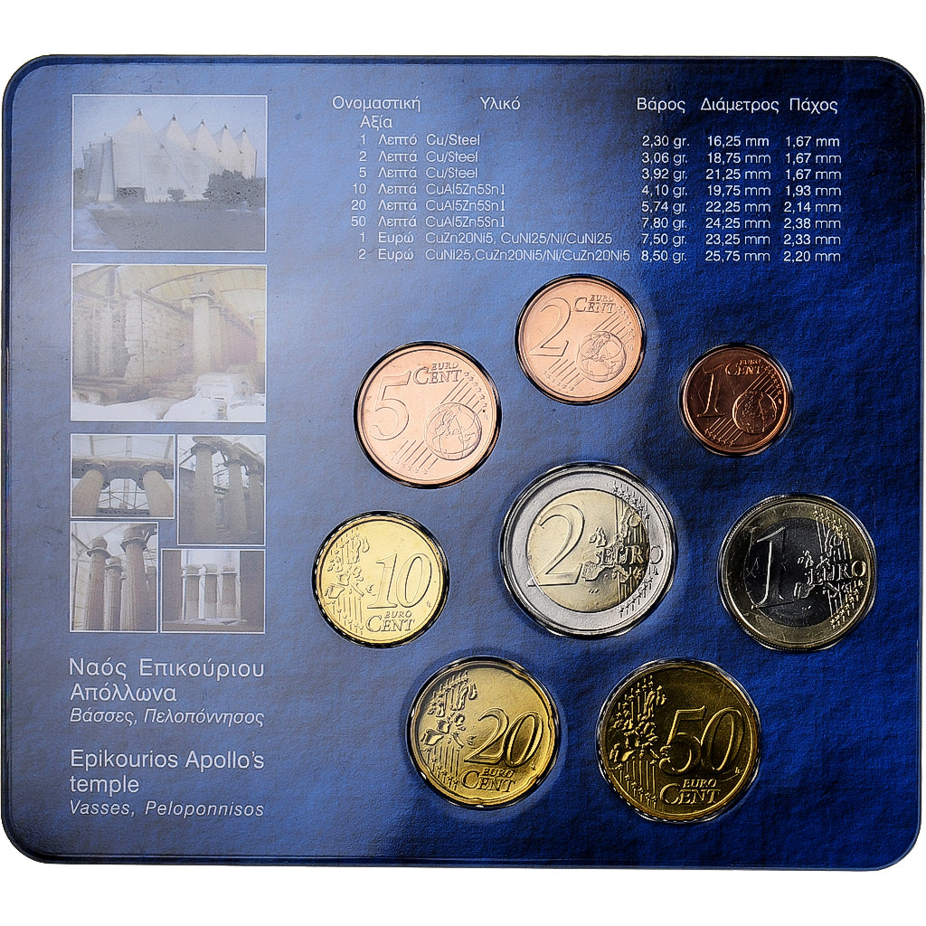 Griechenland, Set 1 ct. - 2 Euro, Coin Card. BU, 2004, Athens, STGL