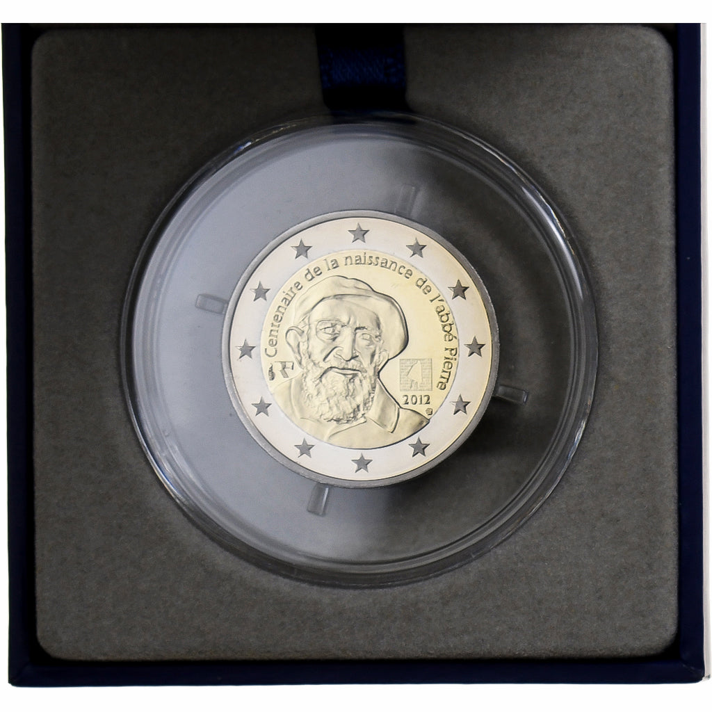 Francja, 2 Euro, abbé Pierre, Proof, 2012, MDP, Bimetaliczny, MS(65-70)