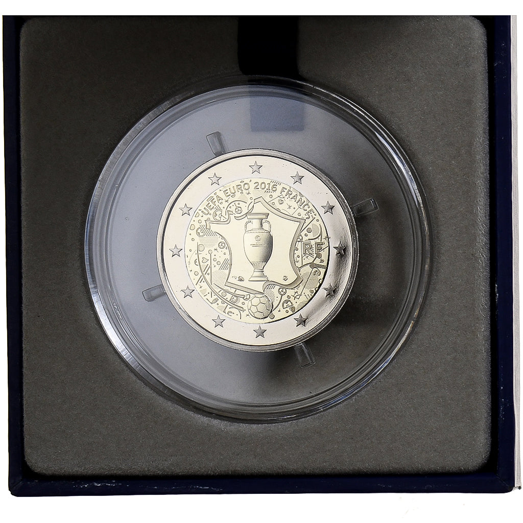 France, 2 Euro, UEFA Euro 2016, Proof, 2016, MDP, Bi-Metallic, MS(65-70)