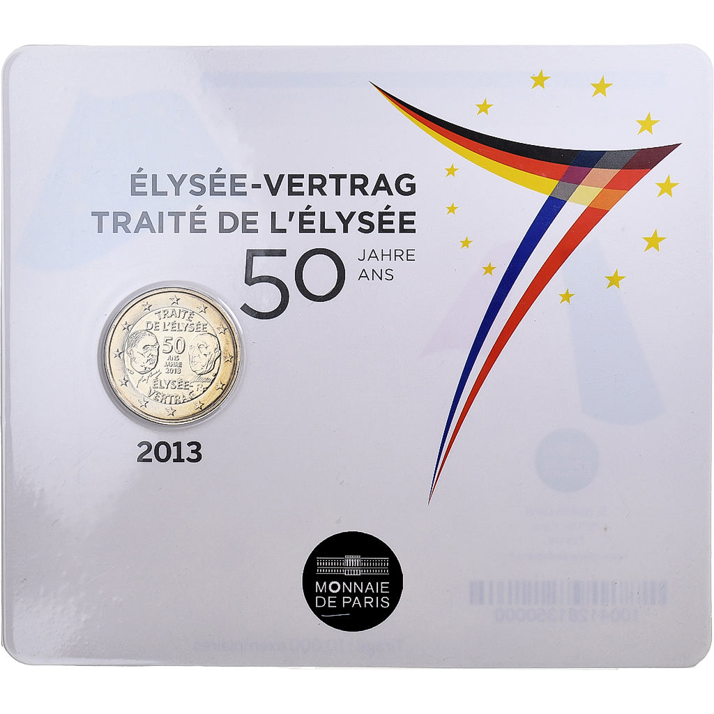 Francja, 2 Euro, 50 ans du traité de l'Élysée, Coin Card. BU, 2013, MDP