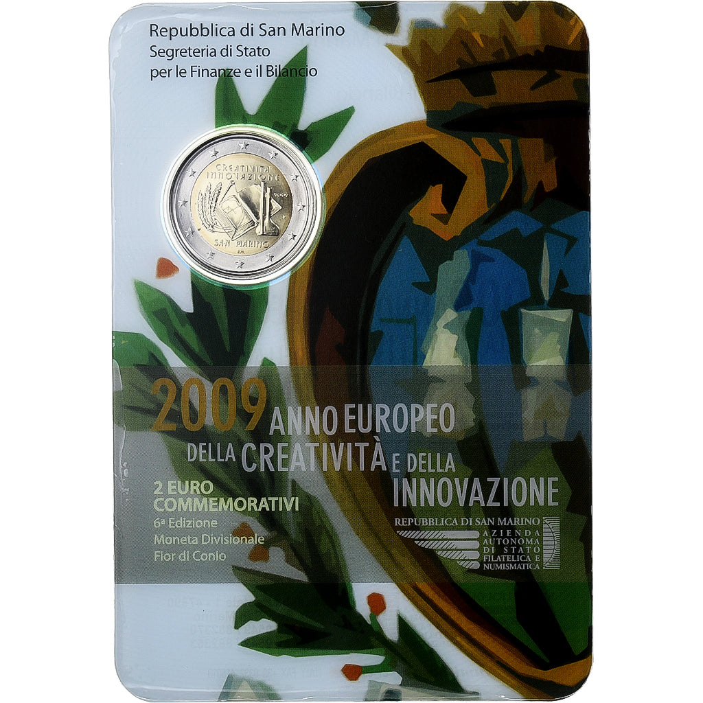San Marino, 2 Euro, European Year of Creativity and Innovation, Coin card, 2009