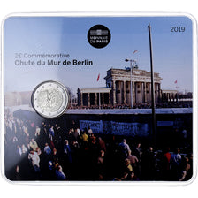 France, 2 Euro, 30th Anniversary, Fall of the Berlin Wall, Coin card, 2019, MDP